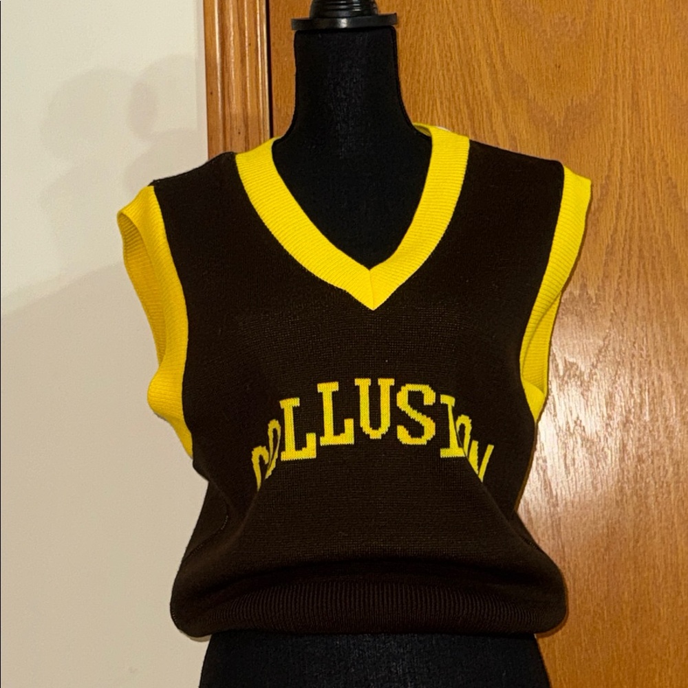 NWOT Collusion Brown and Yellow Women's Sweatshirt Vest